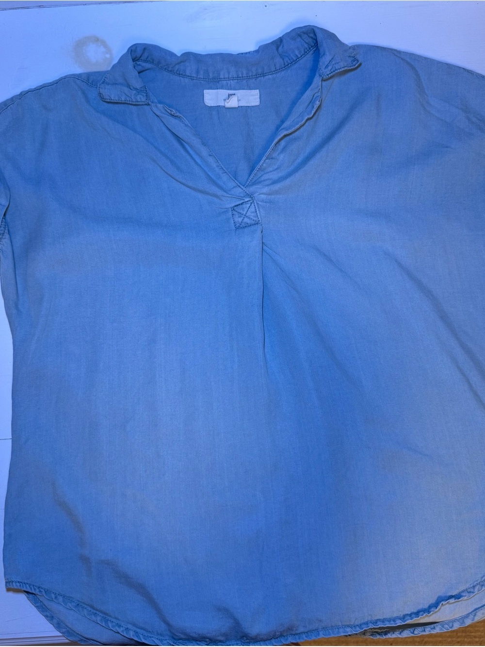 Thread & Supply Light Blue V-Neck Hooded Short Sleeve Tunic Top - Picture 8 of 10